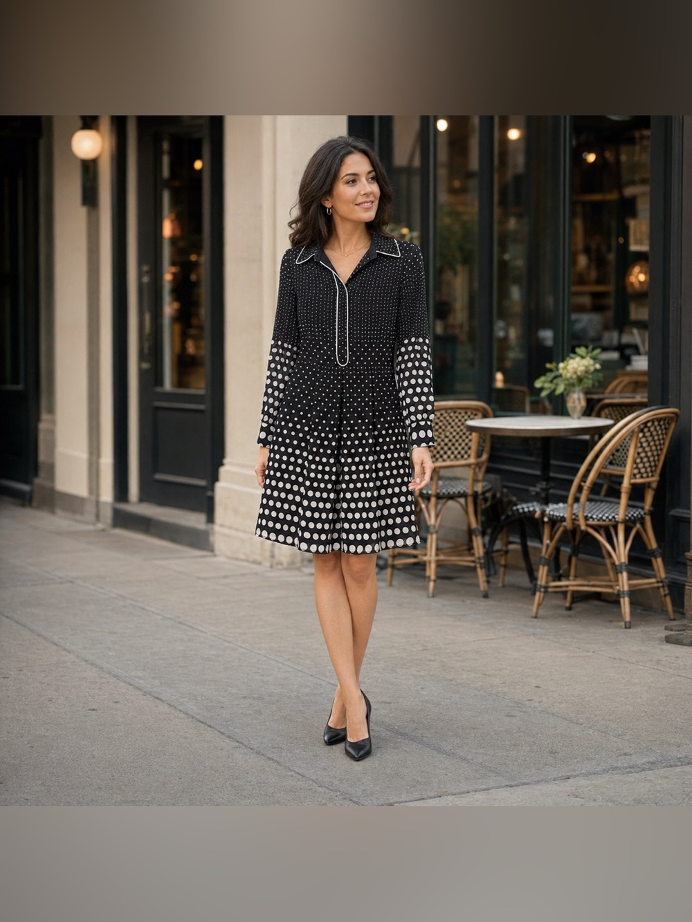 1901 Nordstrom NWT Polka Dot Fit & Flare Shirtdress XS